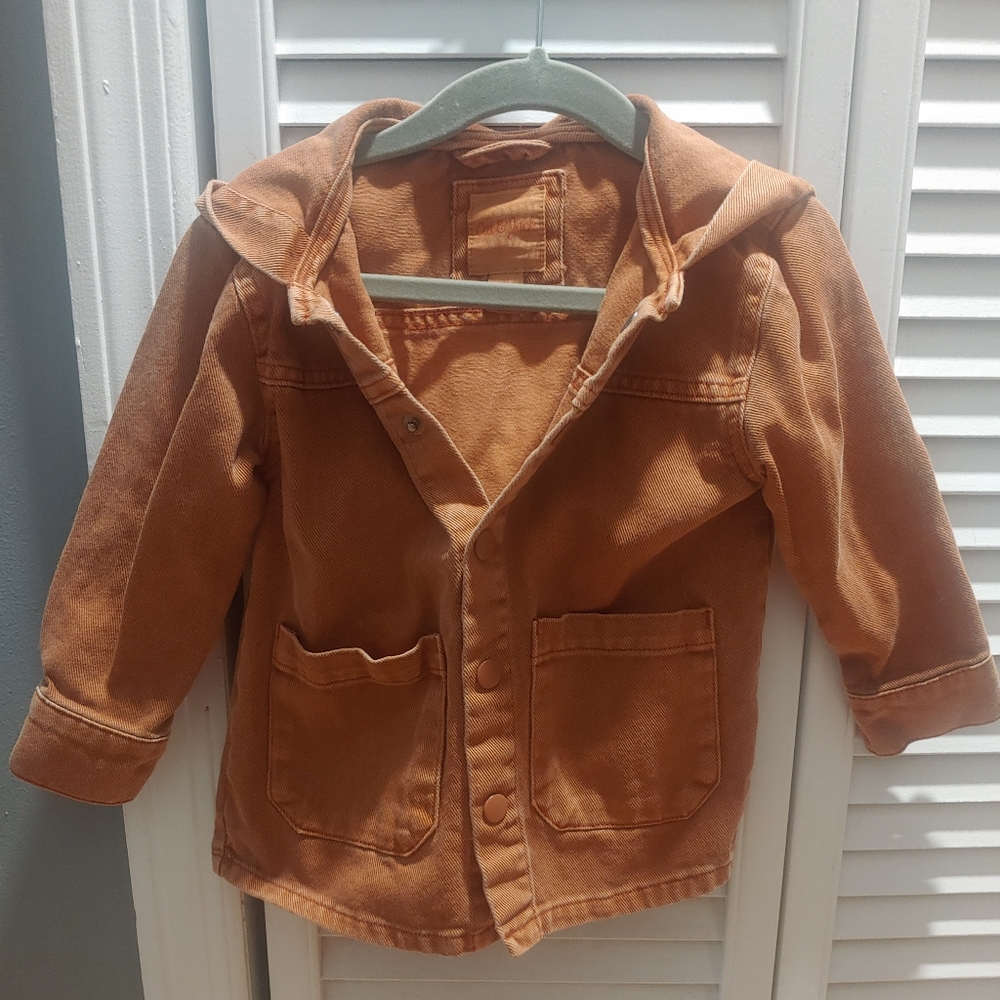Cat & Jack Boys Denim Snap Button Hoodie Jacket / Rust Color / Size 2t